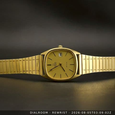 Omega De Ville Quartz | Champagne Dial | Gold Cushion Case | Date