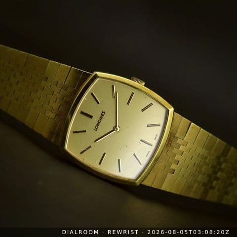 Longines Tonneau | Champagne Dial | Gold-Tone Case | Brick Bracelet