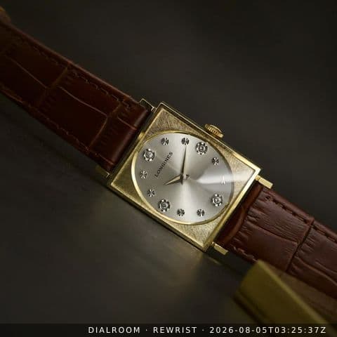 Longines Diamond Dial | Silver Sunburst | 10K Gold-Filled Square Case