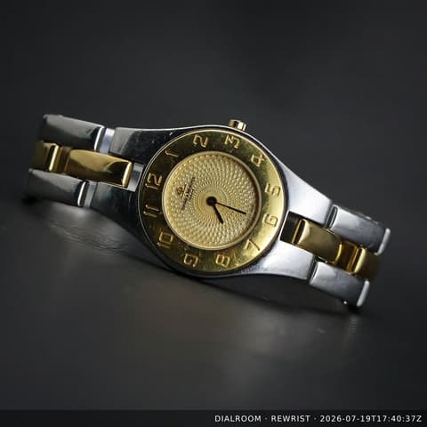 Baume and Mercier Linea Ladies | Two-Tone | Champagne Guilloche Dial | Arabic Bezel | Ref 4113207