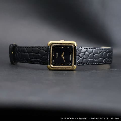 Rado Square Dress Watch | Gold Plated | Black Dial | Quartz